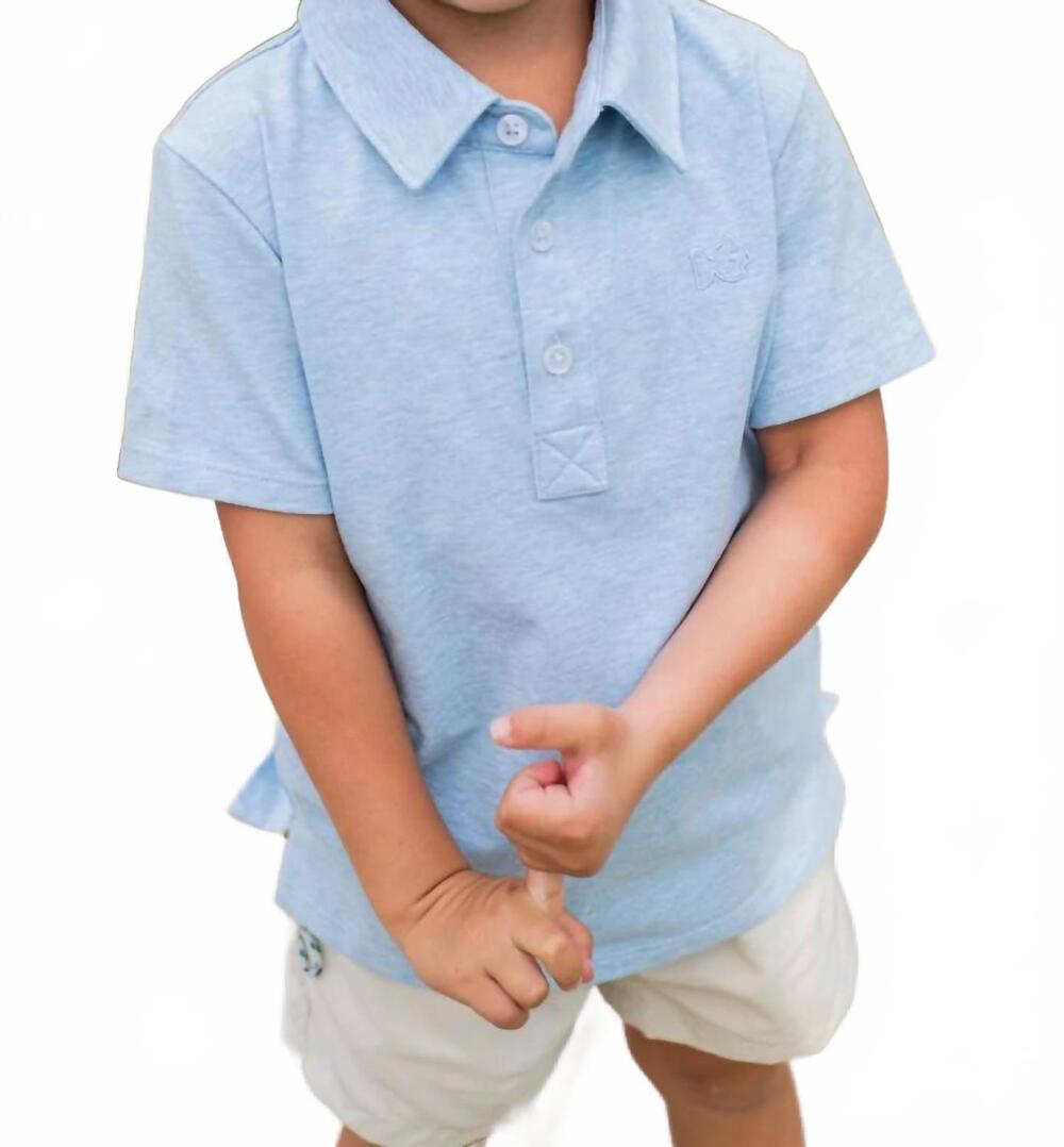 NEW PRODOH boys' short sleeve too cool for school polo in windsurfer heather